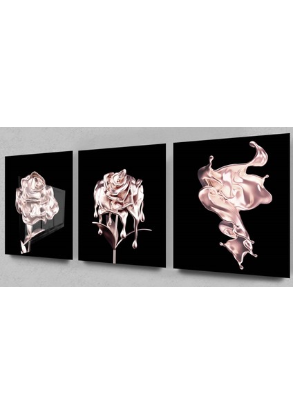 Akan Gül 3lü Kare Cam Tablo,çiçek Tablo,gül Tablo,doğa Tablo,duvar Dekor,büyük Tablo,cam Duvar Tablo fiyatları