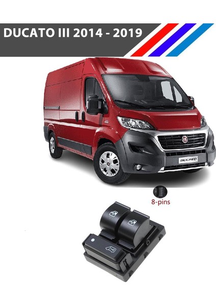 Ducato 3 Cam Açma Kumanda Düğmesi Sol Taraf 8 Pin 2014 - 2019