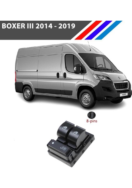 Boxer 3 Cam Açma Kumanda Düğmesi Sol Taraf 8 Pin 2014 - 2019