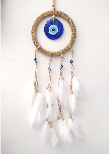 Hdmarketim Nazar Boncuklu Düş Kapanı Dreamcatcher Kuş Tüyü Duvar Süsü