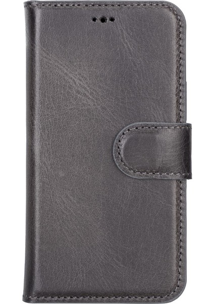 Apple iPhone 13 Mini Uyumlu Deri Cüzdanlı Kılıf Mwwn Tn1 Gri