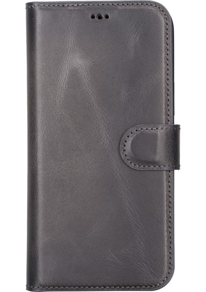 Apple iPhone 13 Pro Max Uyumlu Deri Cüzdanlı Kılıf Mwwn Tn1 Gri