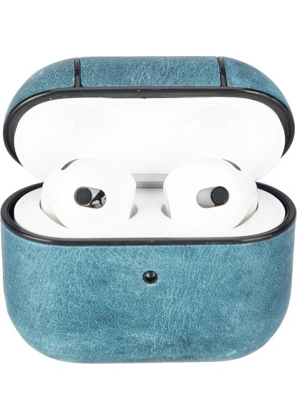 Apple Airpods 3.nesil Uyumlu Deri Kılıf Juni AA32 Mavi fiyatları