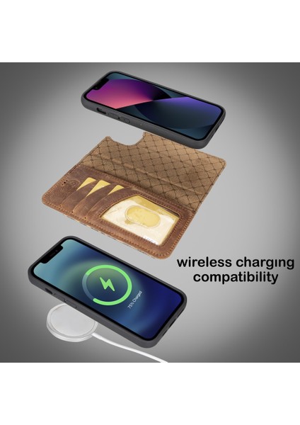 Apple iPhone 14 Uyumlu Deri Cüzdanlı Kılıf Mwwn Leo1 Leopar