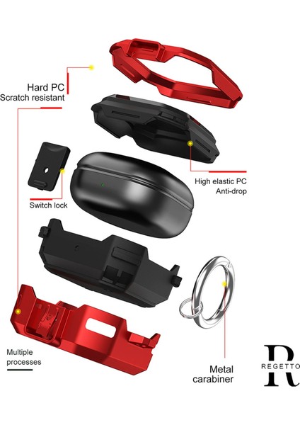 Galaxy Buds Live ile Uyumlu Kılıf Darbeye Dayanıklı Bungalow Sert Koruyucu Kılıf + Askılık modelleri