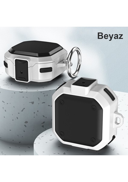 Galaxy Buds Live ile Uyumlu Kılıf Darbeye Dayanıklı Bungalow Sert Koruyucu Kılıf + Askılık