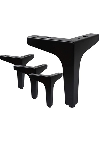 (4 Adet) 12cm Modern Mat Siyah Metal Mobilya, Dolap, Koltuk, Tv Ünitesi Ayakları