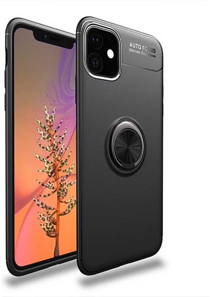 Apple iPhone 11 Kılıf Metal Yüzüklü Standlı Yumuşak Ravel Silikon Kapak