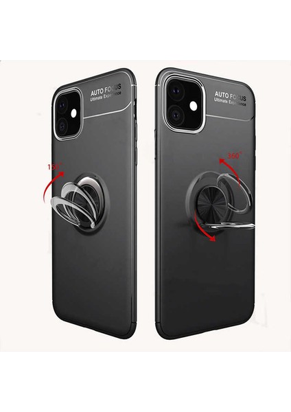 Apple iPhone 11 Kılıf Metal Yüzüklü Standlı Yumuşak Ravel Silikon Kapak