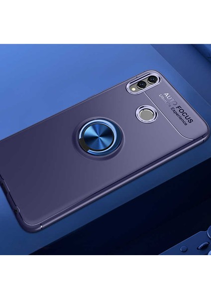 Huawei Honor 8c Kılıf Metal Yüzüklü Standlı Yumuşak Ravel Silikon Kapak