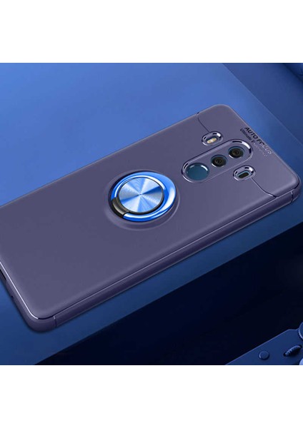 Huawei Mate 10 Pro Kılıf Metal Yüzüklü Standlı Yumuşak Ravel Silikon Kapak