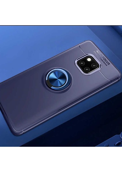 Huawei Mate 20 Pro Kılıf Metal Yüzüklü Standlı Yumuşak Ravel Silikon Kapak