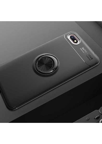 Huawei Y5 2018 Kılıf Metal Yüzüklü Standlı Yumuşak Ravel Silikon Kapak