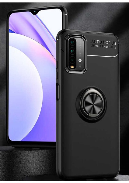 Xiaomi Redmi 9t Kılıf Metal Yüzüklü Standlı Yumuşak Ravel Silikon Kapak