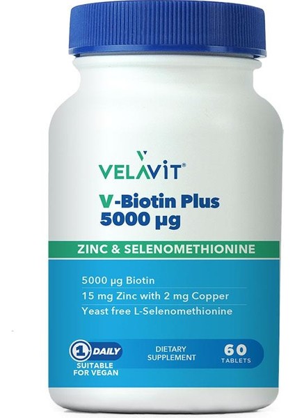 V-Biotin Plus 5000mcg Takviye Edici Gıda 60 Tablet