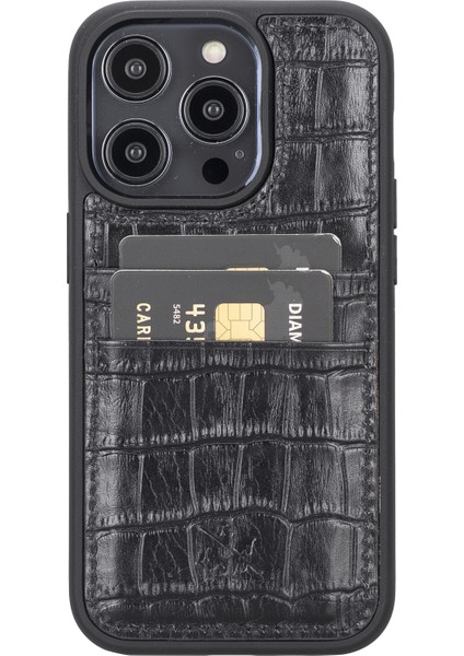 Apple iPhone 14 Pro Capri Kartlıklı Deri Arka Telefon Kılıfı