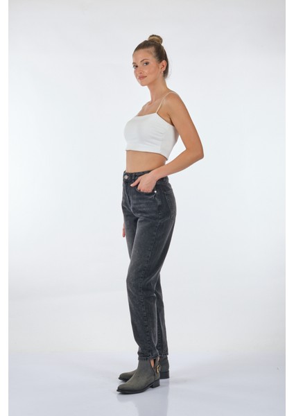 Dar Paça Yüksel Bel Siyah Kadın Pantolon 048-212930