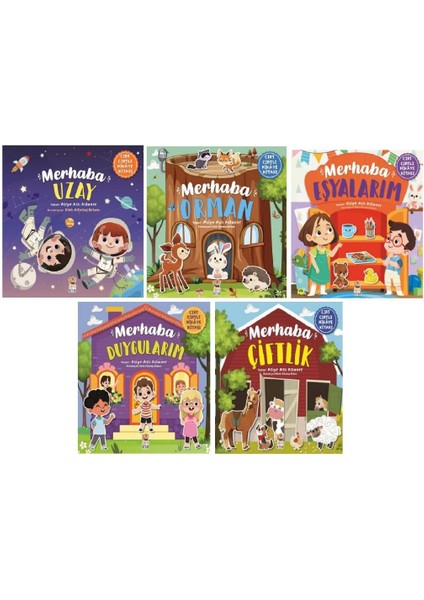 Cırt Cırtlı Merhaba 5' Li Hikaye Seti 5'li Merhaba Uzay-Orman-Eşyalarım-Duygularım-Çiftlik - Asiye Aslı Aslaner (Ciltli)