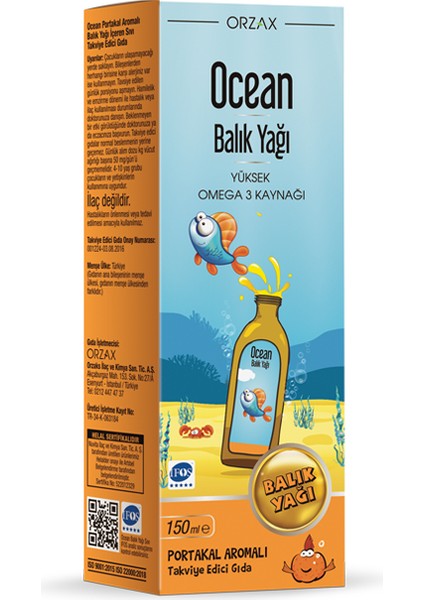 Ocean Balık Yağı Şurup Portakal Aromalı 150ML