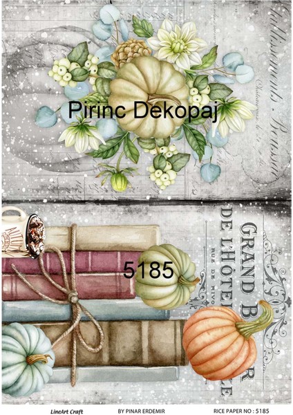 5185 Pumpkin, Balkabağı, Hallowen, Çiçek Desen Pirinç Dekopaj 30X42