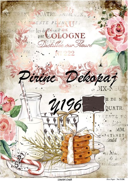 Y196 Yeni Yıl Serisi Kurabiye, Içecek, Çiçek Desenli Pirinç Dekopaj 30X42