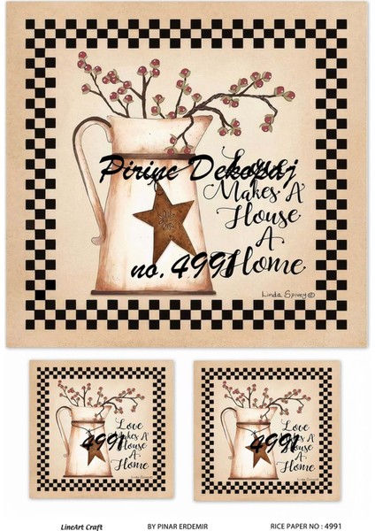 4991 Country, Sürahi, Yıldız, Dama Pirinç Dekopaj 30X42