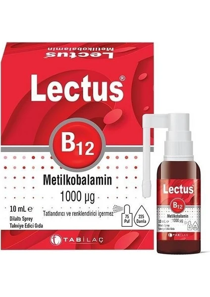 Tab İlaç Lectus B12 Metilkobalamin Dilaltı Sprey 1000 Mcg 10 Ml'lik Şişe