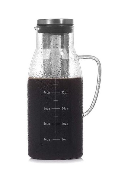 Soğuk Brew Coffee Maker, Lıd ve ile Buzlu Çay Sürahi Demlik Ölçekli, Çift Kullanım Filtresi Cezve, 51 Oz / 1.5l | Ceza Salonları