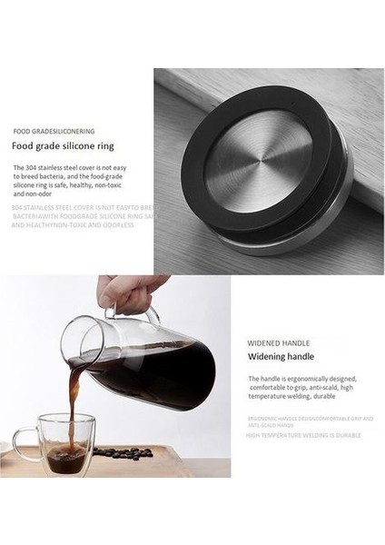 Soğuk Brew Coffee Maker, Lıd ve ile Buzlu Çay Sürahi Demlik Ölçekli, Çift Kullanım Filtresi Cezve, 51 Oz / 1.5l | Ceza Salonları