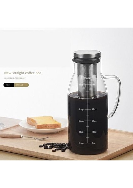 Soğuk Brew Coffee Maker, Lıd ve ile Buzlu Çay Sürahi Demlik Ölçekli, Çift Kullanım Filtresi Cezve, 51 Oz / 1.5l | Ceza Salonları