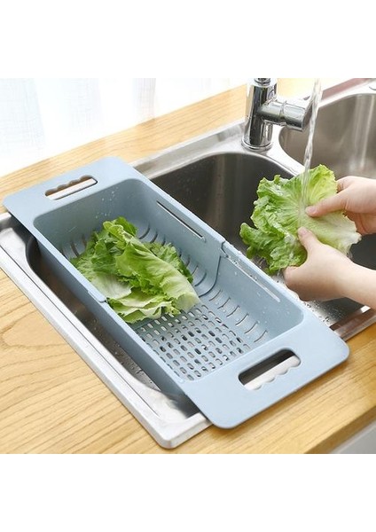 Ayarlanabilir Teleskopik Çanak Süzgeç Lavabo Drenaj Sepeti Yıkama Sebze Meyve Plastik Kurutma Raf Mutfak Aksesuarları Organizatör | Çanta ve sepet