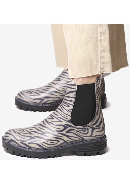 Kadın Yağmur Botu Calvi Toni Pons Ankle Boot Water Zebra