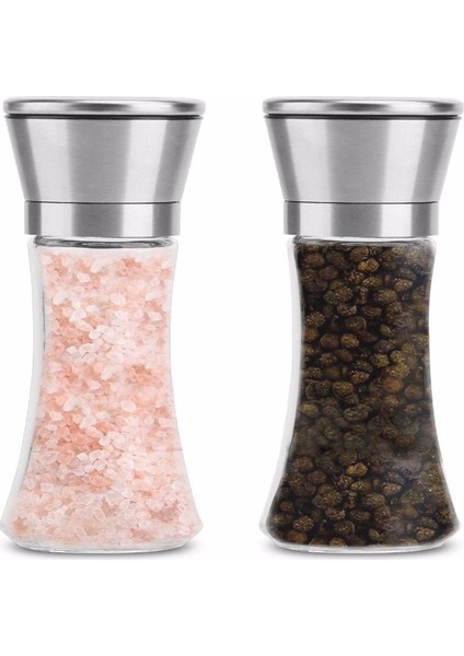 3 Adet Kalınlığı Inceliği Ayarlanabilir Karabiber Tuz Öğütücü Değirmeni Tuzluk Tuz-Öğütücü-Değirmen Tuz ve Karabiber Değirmeni Krom [3 Adet]