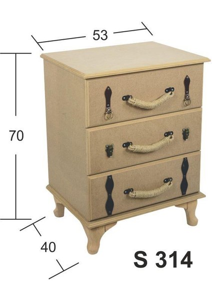 Ahşap Komodin 53X40X70CM No:1 S-314