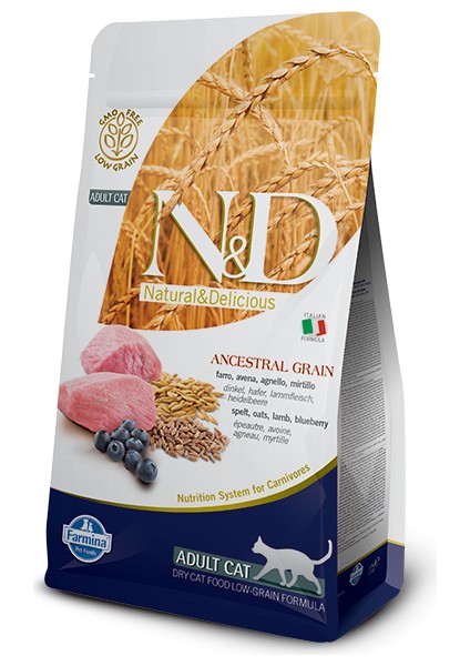 Düşük Tahıllı Kuzu Etli Yaban Mersinli Yetişkin Kedi Maması 1.5 kg