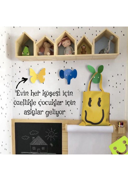 Hayvan Figürlü Dekoratif Metal Askılık 3'lü Set