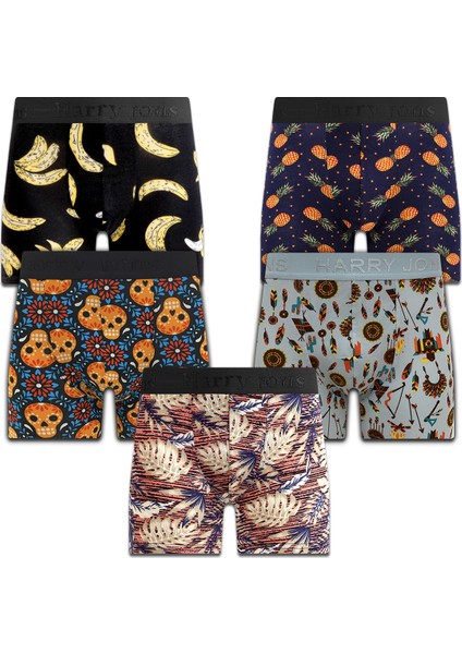 Erkek 5'li Desenli Renkli Pamuklu Premium Hijyenik Paket Boxer