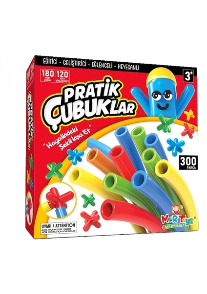 Mor Toys Pratik Çubuklar. 300 Parça. Kes Birleştir Bambu Çubuklar