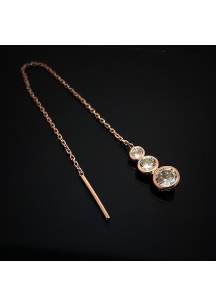 Gümüş Taşlı Zincir Küpe