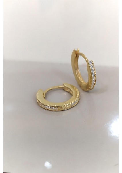 Gümüş 1 cm Ince Taşlı Bayan Halka Küpe NZ45T2 fiyatları