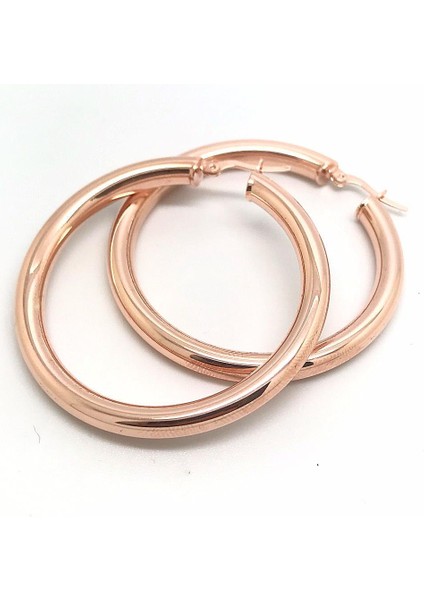 Gümüş 4 cm Kalın Bombeli Halka Küpe DY256E1 fiyatları