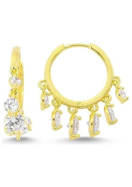 Orta Boy Altın Kaplama Shakira Gümüş Küpe