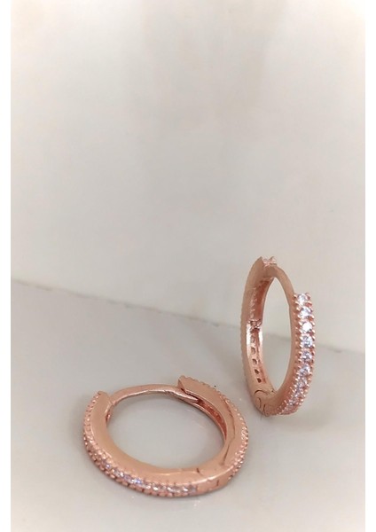 Gümüş 1 cm Ince Taşlı Bayan Halka Küpe NZ11D3 fiyatları