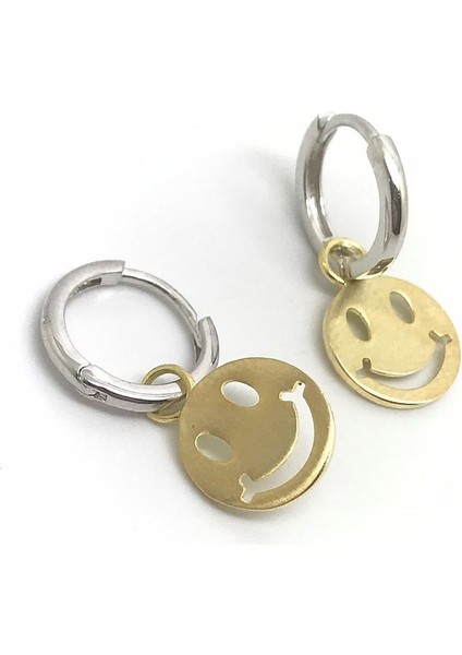 Gümüş Taşsız Gülen Yüz Küpe DP46E36