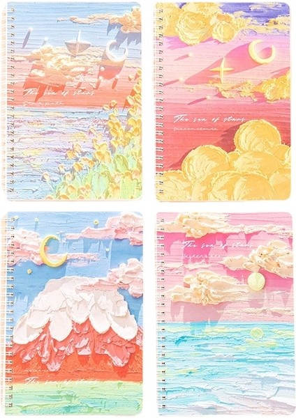 Yağlı Boya Bobin Defter A5 Defter Öğrenci Defteri Yüksek Değerli Manzara Sınıf Defteri Kalınlaştırılmİş Spiral Defter (Yurt Dışından)