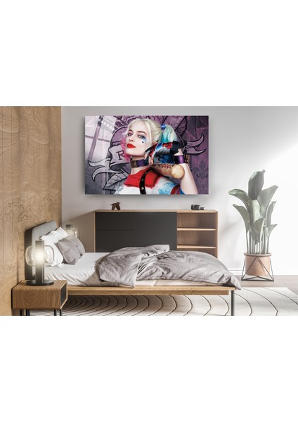 Harley Quinn Cam Tablo, Film Tablo, Aktör Tablo, Duvar Dekor, Büyük Tablo, Cam Duvar Tablo