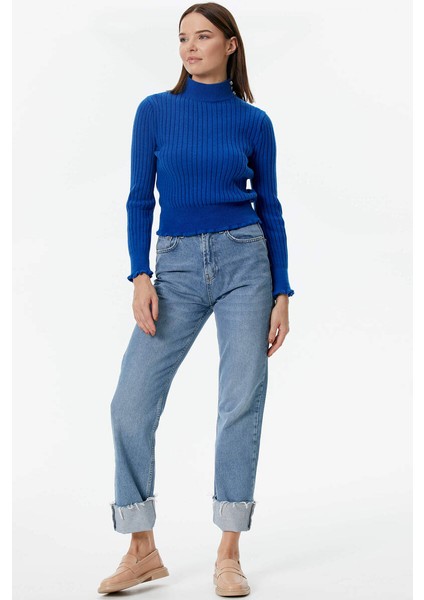 Yarım Balıkçı Düğmeli Derbili Triko Kazak - Saks fiyatları