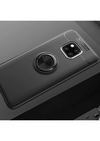 Huawei Mate 20 Pro Kılıf Metal Yüzüklü Standlı Yumuşak Ravel Silikon Kapak