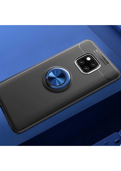 Huawei Mate 20 Pro Kılıf Metal Yüzüklü Standlı Yumuşak Ravel Silikon Kapak