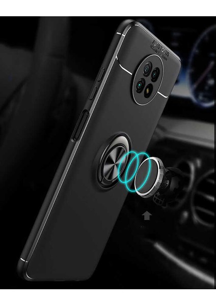 Xiaomi Redmi Note 9 5g Kılıf Metal Yüzüklü Standlı Yumuşak Ravel Silikon Kapak